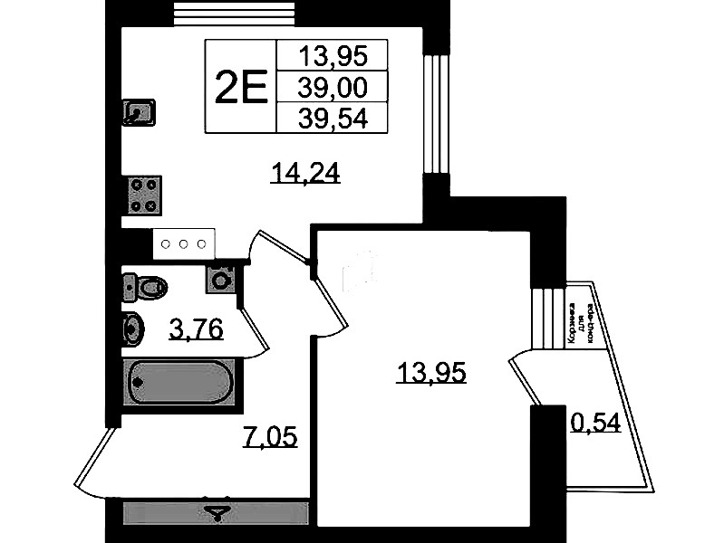1-комнатная квартира 39.54 м², 10/11 эт., ЖК «VEREN NORT Сертолово»